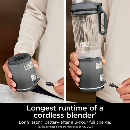 Ninja Blast MAX Personal Cordless Blender for Smoothies, Frozen Drinks, Ice Crush, 20 oz. Twist & Go Vessel, Gray