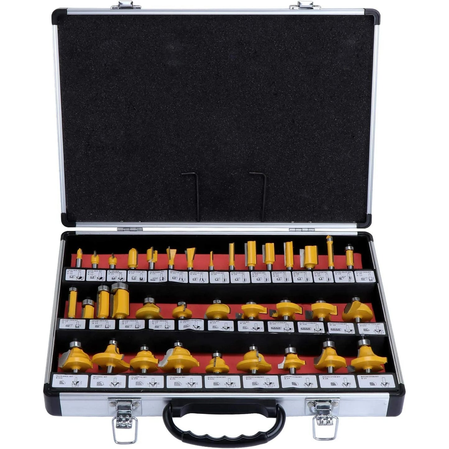 HSEAMALL 35PCS Router Bits Set,6.35mm 1/4 inch Shank TCT Tungsten Carbide Tipped Router Bit Set,Woodwooking Router Cutters