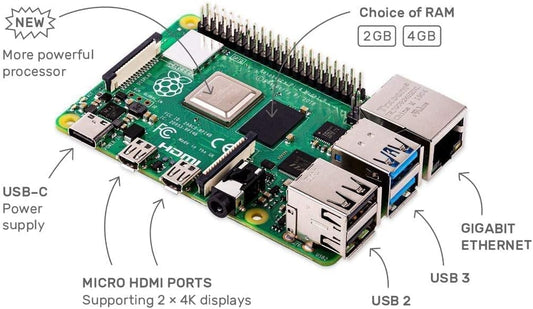Raspberry Pi 4 Computer Model B 8GB Single Board Computer Suitable for Building Mini PC/Smart Robot/Game Console/Workstation/Media Center/Etc.