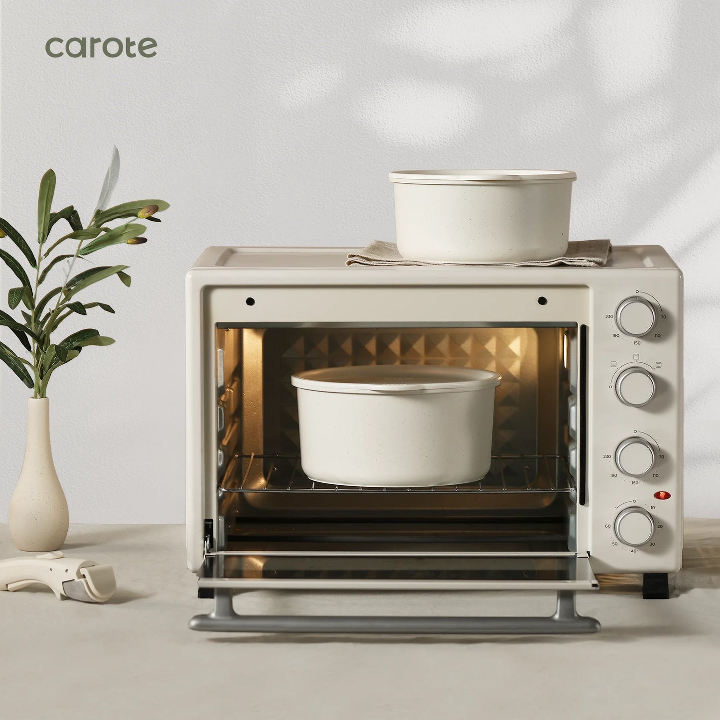 Carote 22Pcs Nonstick Pots and Pans with Detachable Handle, Kitchen Cookware Sets Non Stick, White