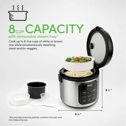 8-Cup (Cooked)/2Qt. Digital Rice & Grain Multicooker, Black, New, ARC-994SB