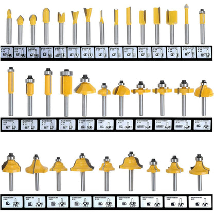 HSEAMALL 35PCS Router Bits Set,6.35mm 1/4 inch Shank TCT Tungsten Carbide Tipped Router Bit Set,Woodwooking Router Cutters