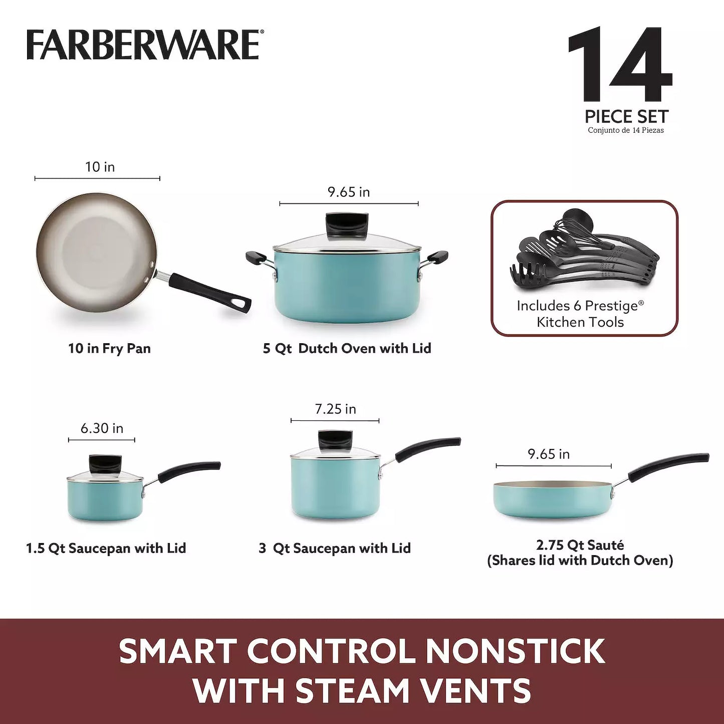 Farberware Smart Control 14-pc. Nonstick Cookware Set