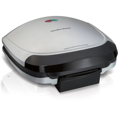 Electric Indoor Grill, 6-Serving, Large 90 sq.in. Nonstick Easy Clean Plates, Floating Hinge for Thicker Foods, 1200W, Stainless Steel, 25371