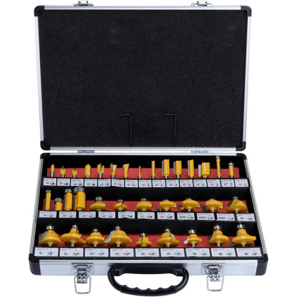 HSEAMALL 35PCS Router Bits Set,6.35mm 1/4 inch Shank TCT Tungsten Carbide Tipped Router Bit Set,Woodwooking Router Cutters