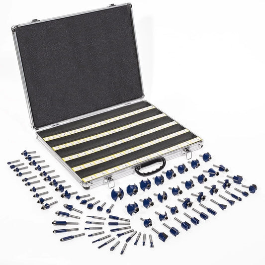Stark USA 80PC Router Bit Set, 1/4" Shank With Aluminum Storage Case, Tungsten Carbide Router Bits For Professional Woodworking