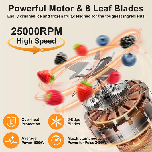 PRASKY Countertop Blender with Heating, 53Oz Glass Jar, 1000W Blender for Smoothie, Nut Milk, Soup