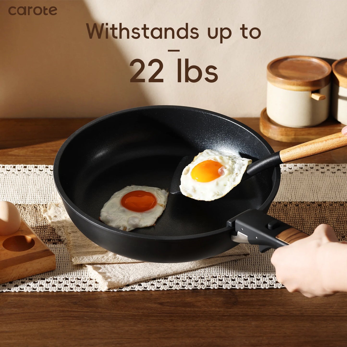 Carote 18 Pcs Nonstick Cookware Sets, Non Stick Pots and Pans with Removable Handle, Black