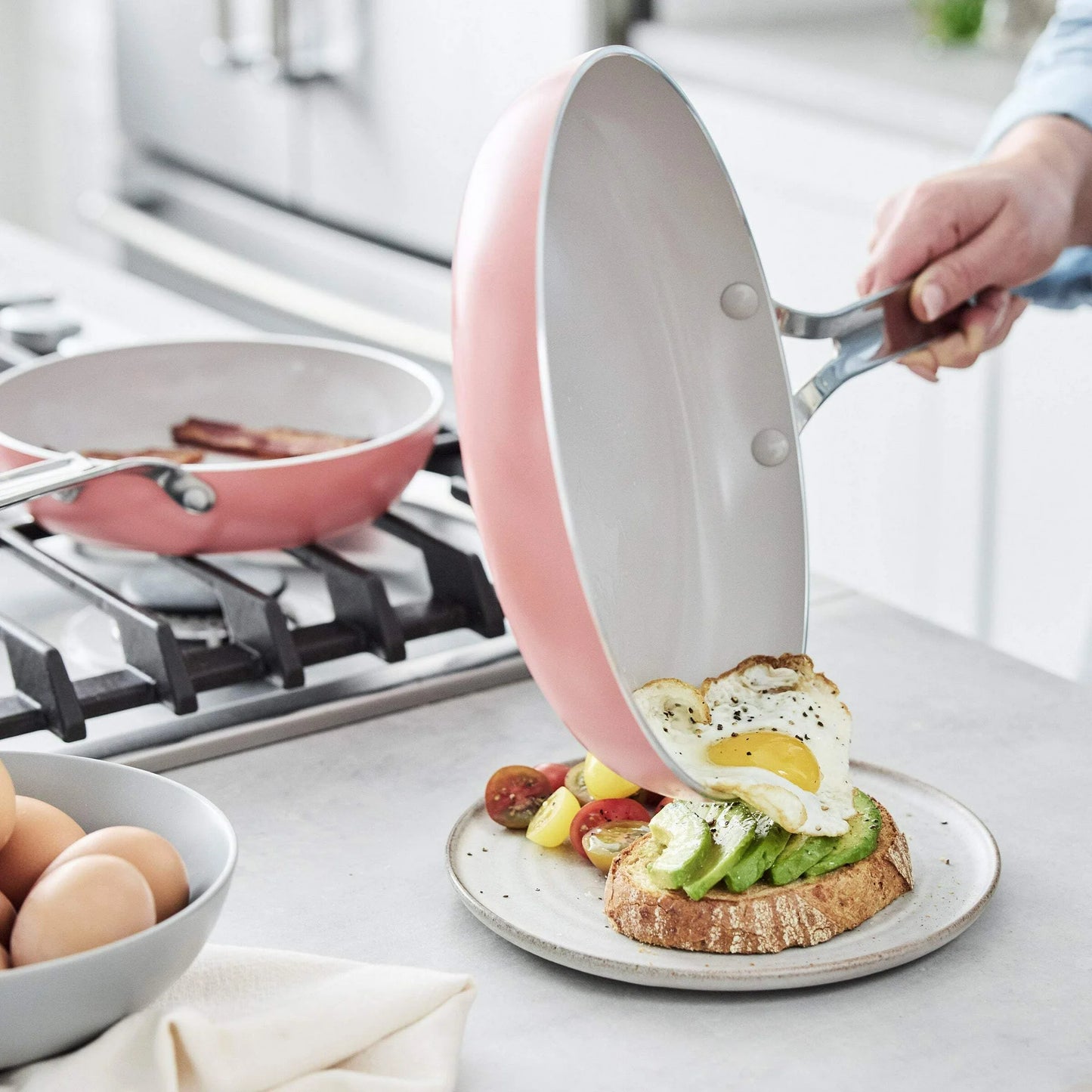 GreenPan Nova Ceramic Nonstick 8" and 10" Frypan Set | Coral