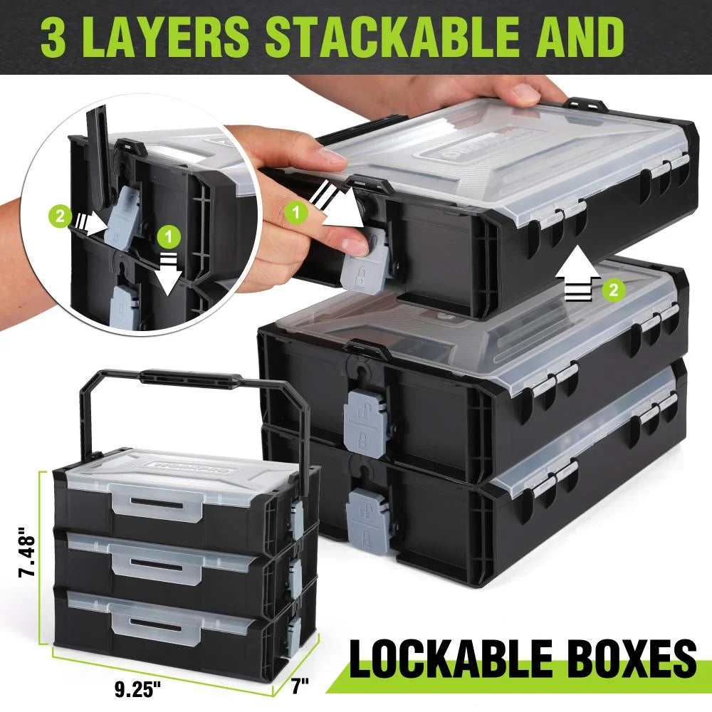 WORKPRO 43PCS Cordless Lithium-ion Drill Driver and Toolbox, 8V 2.0 Ah Power Drill Set with Household Hand Tool Kit, Battery Powered Screwdriver with Stackable Tool Box, Home Tool Set for Repair, DIY