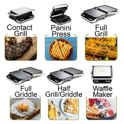 Yedi Total Package 6-in-1 Digital Indoor Grill, Waffle Maker, Panini Press, Griddle, with Deluxe Accessory Kit