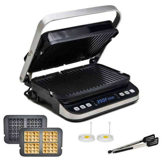 Yedi Total Package 6-in-1 Digital Indoor Grill, Waffle Maker, Panini Press, Griddle, with Deluxe Accessory Kit